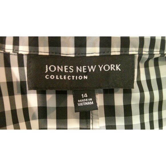 Jones New York Black and White Checkered Button-Down Blazer Jacket Women's 14 - Picture 6 of 7